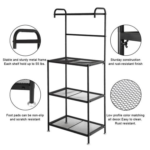 Kitchen Shelf with 4-Tier Wire Metal Mesh Laminate Carved Designs