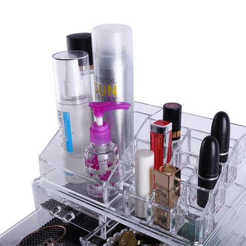 Cosmetics Storage Rack with 2 Small & 5 Large Drawers Transparent