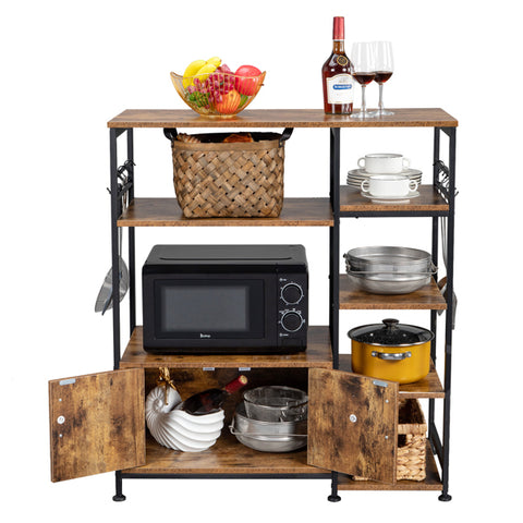 Kitchen Bakers Rack & Microwave Stand with Wine Storage