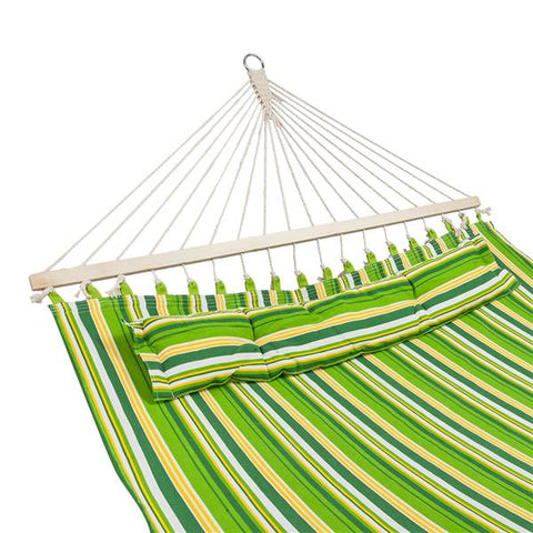 Stylish Printing Portable Double-Bed Hammock w/ Pillow Spreader Bar Green