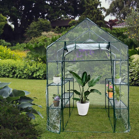 Walk in Greenhouse with 2 Tiers 8 Shelves Outdoor Plant Gardening