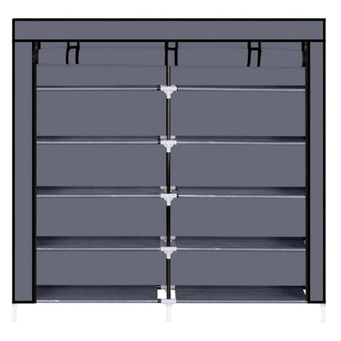 Shoe Rack Closet Portable Storage Closet Fabric - Gray