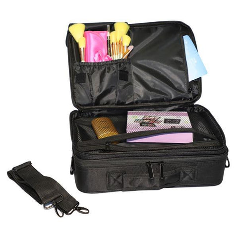 Portable Travel Makeup Bag with Shoulder Strap Small-Black