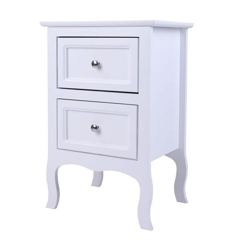 Country Style Two-Tier Night Table, White