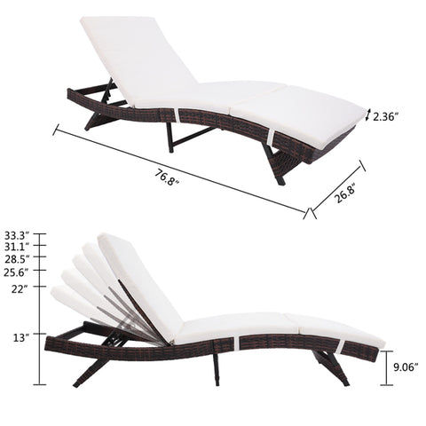 S Style Patio Chaise Lounge Embossing Vines Chaise Lounge Chair Brown