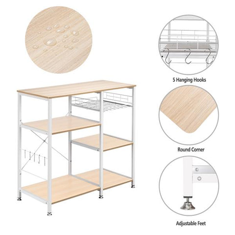 3-Tier Kitchen Shelf, Stand Storage Organizer White Oak