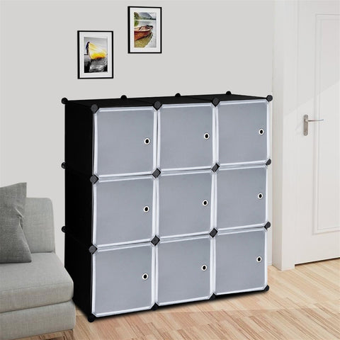 9-Cube DIY Plastic Closet Cabinet, Modular Book Shelf Organizer Units