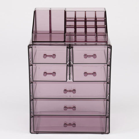 🔥 Plastic Cosmetics Storage Rack With Large Drawers - Purple 🔥