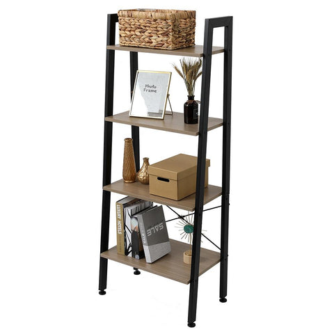 Industrial Ladder Shelf Bookshelf Storage Rack, Gray