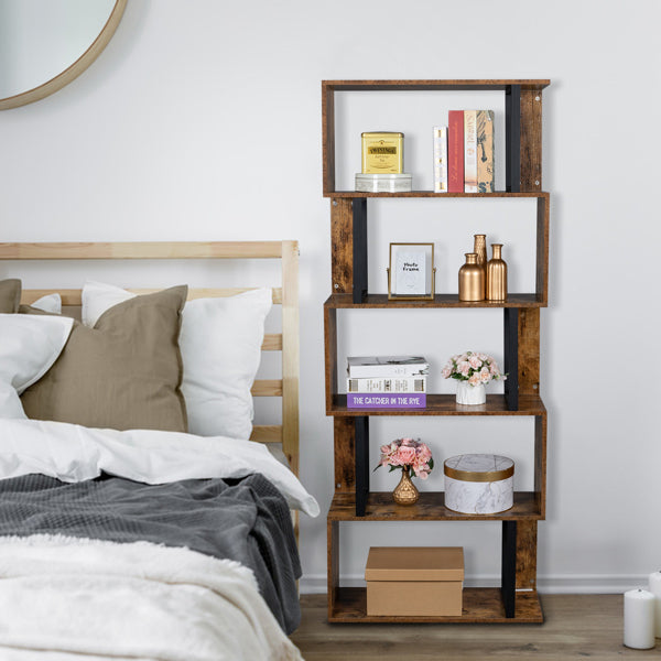 5-Tier Display Shelf Cabinet Storage Bookshelf Bookcase Ladder Stand