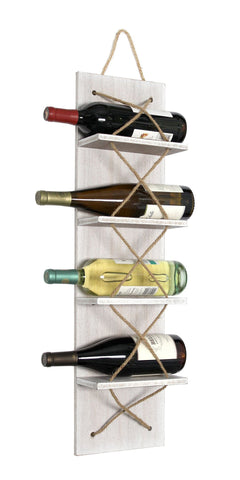 Elegant Designs Positano Nautical Rope 4 Bottle Vertical Wall Mounted