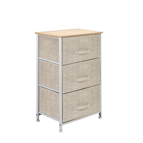 Storage Dresser 3 Tier Drawer, Fabric and Metal Frame Grey