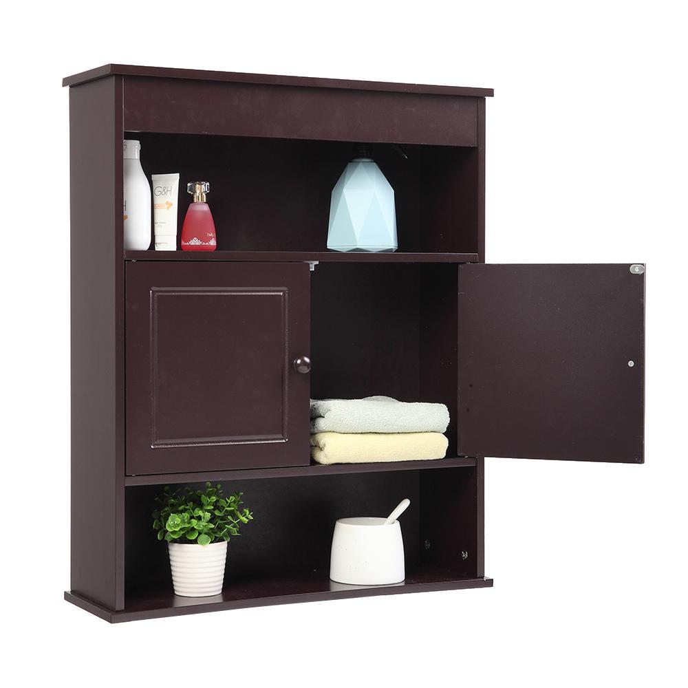 Bathroom Cabinet with Two Doors, Upper and Lower Layers