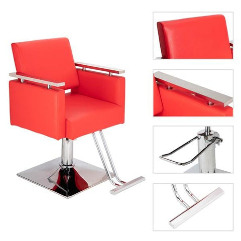 Square Base Boutique Hair Salon Special Hairdressing Beauty Chair, Red
