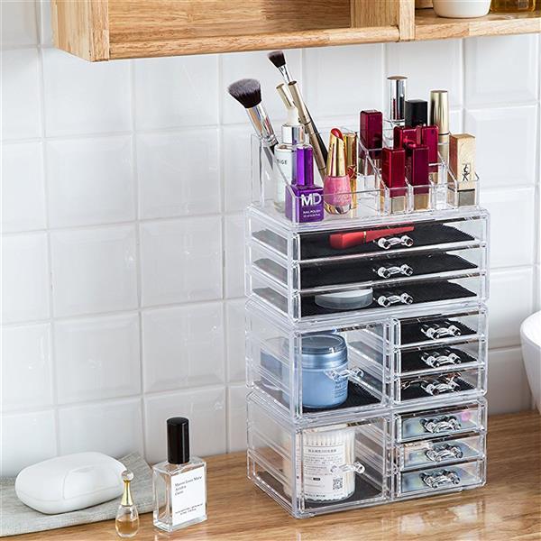 Cosmetics Storage Rack, Plastic, Transparent