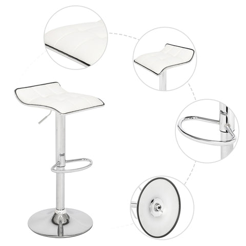 2 Soft-Packed Square Board Curved Foot Bar Stools PU Fabric White