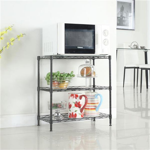 Concise 3 Layers Carbon Steel & PP Storage Rack Black