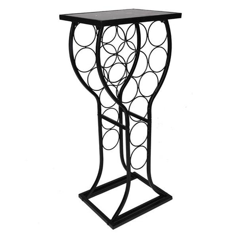 Wine Storage Organizer Display Rack Table, Metal with Marble Finish Top