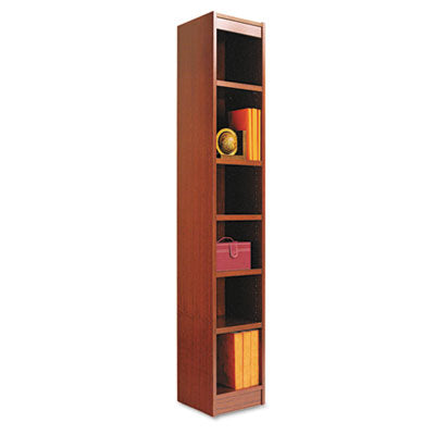 Narrow Profile Bookcase  Finished Back  Wood Veneer  6-Shelf  12x12x72