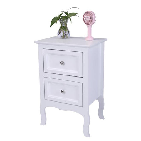 Country Style Two-Tier Night Table, White