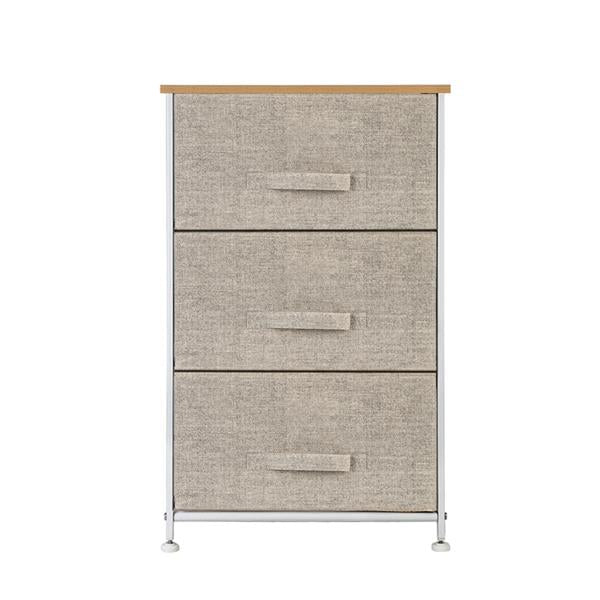 Storage Dresser 3 Tier Drawer, Fabric and Metal Frame Grey