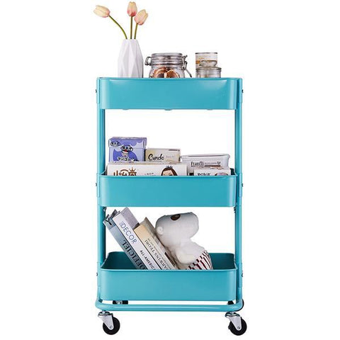 3-Tier Home Kitchen Storage Utility Cart Turquoise
