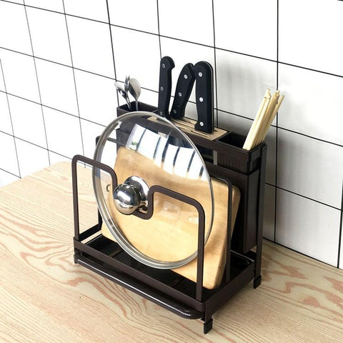 Knife Holder With Drip Try for Kitchen Multifunctional Storage Rack