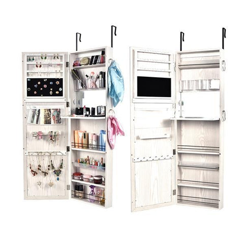 Jewelry Storage Mirror Cabinet, White