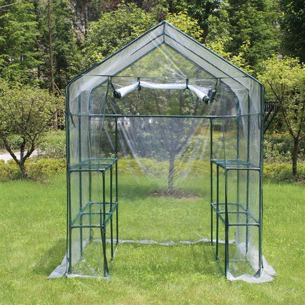 Walk in Greenhouse with 2 Tiers 8 Shelves Outdoor Plant Gardening