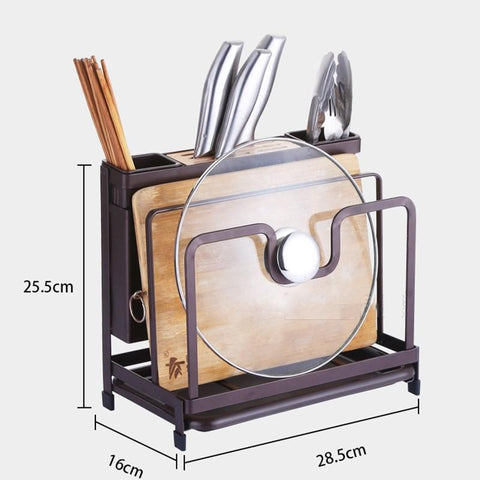 Knife Holder With Drip Try for Kitchen Multifunctional Storage Rack