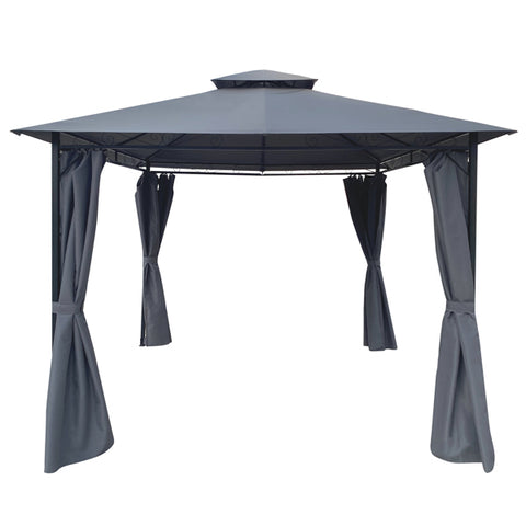 Gazebo Canopy With Curtains, Outdoor Patio Garden Gray 10x10 Ft
