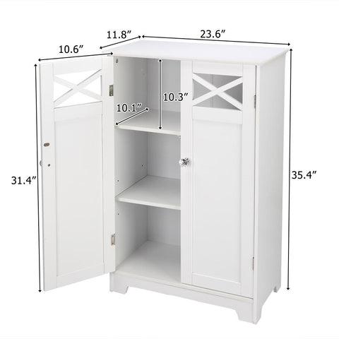FCH Double Door Fork Bathroom Cabinet White