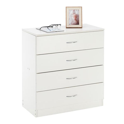 4-Drawer Dresser White, MDF Wood Simple
