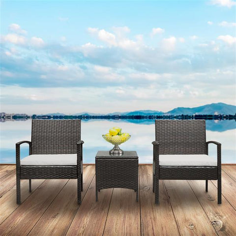TY-3pcs 2pcs Arm Chairs 1pc Coffee Table Rattan Sofa Set Brown Gradient