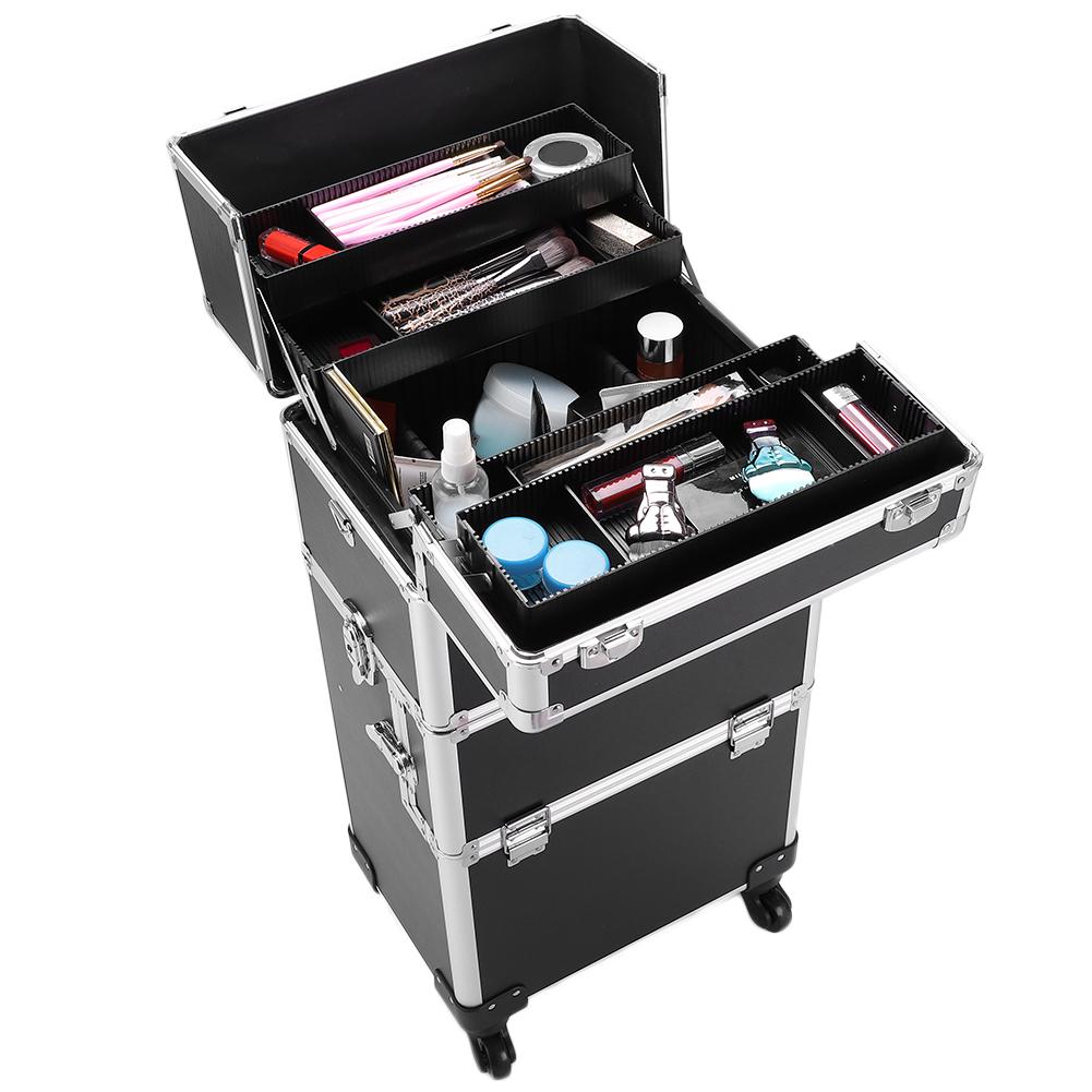 🔥 Cosmetic Makeup Case With Detachable Wheels Tattoo Box Black 🔥