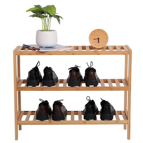 3-Layer Bamboo Shoe Rack Storage Bench Multi-Functional (70 * 25 * 55) Natural