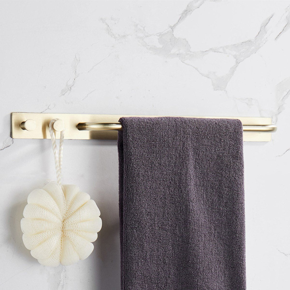 Towel Bar Holder, Bathroom Rack with 2 Strong Viscosity Hooks Accessories