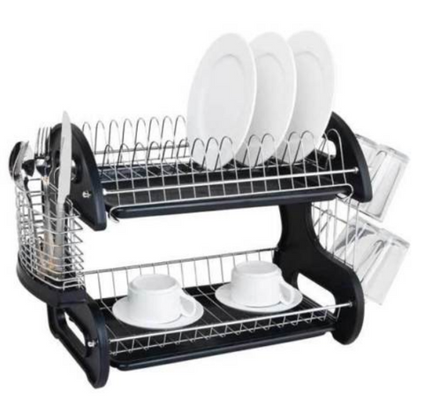 Drying Dish Rack with Dual Layers for Dish Collection Shelves