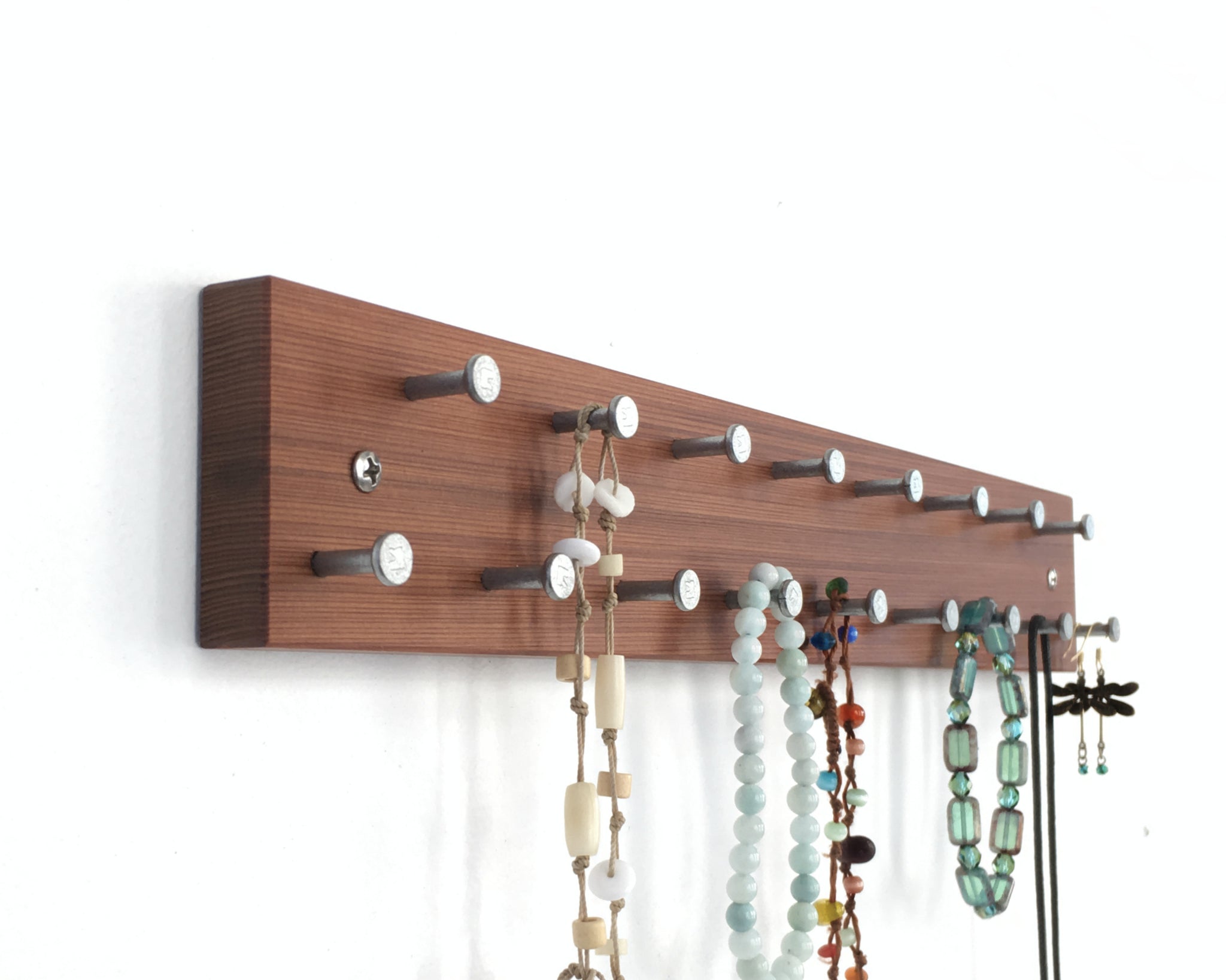 Necklace Rack, Display, Organizer in Solid Wood with Natural Finish