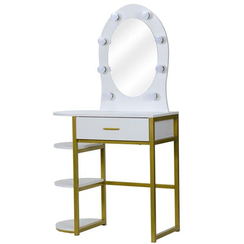 FCH Special-shaped Mirror Single Drawer Three-layer Frame-Steel Frame Dresser White