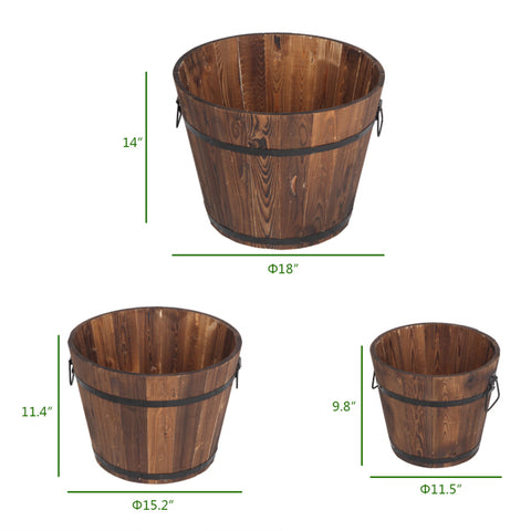 Outdoor Reinforced  And  Anticorrosive Wooden Pot Set Of Three