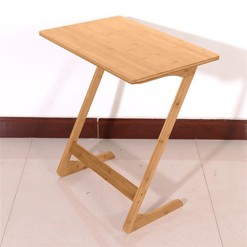 60x40x65cm Z-shaped Bamboo Sofa Side Table Sandal Wood Color