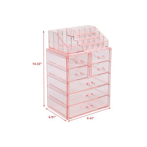 🔥 Hot Deal Plastic Cosmetics Storage Rack Makeup & Accessories Organizer Case, Pink 🔥