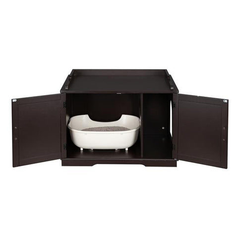 Cat Litter Box Enclosure Cabinet, Large Wooden Indoor Storage Bench Furniture for Living Room, Bedroom, Bathroom, Side Table w/ Pet Mat
