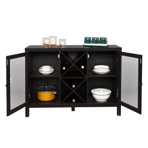 Transparent Double Door with X-shaped Wine Rack Sideboard Entrance Cabinet