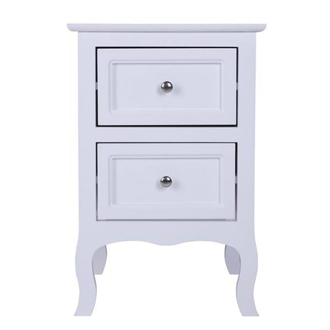Nightstand Side Tables Large Size 2pcs Country Style with Two-Tier White