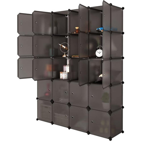 20 Plastic Cube Storage Organizer Closet Multifunctional, Brown