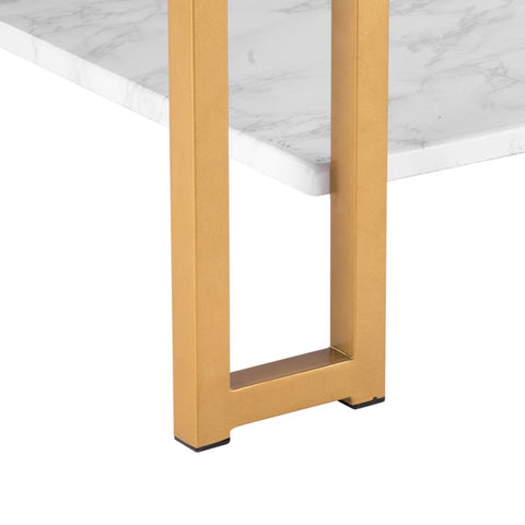 Golden Iron Pipe Marble PVC Coffee Table Rectangular (39.73 x 20.08 x 18.11)