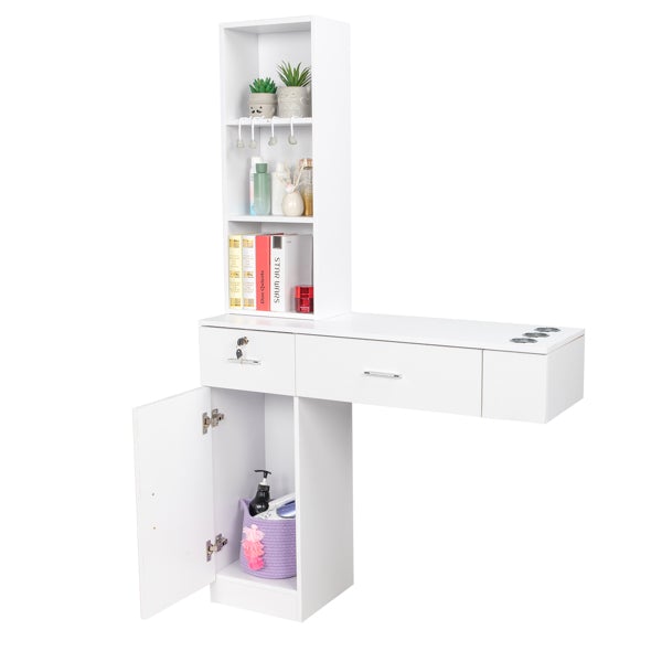 Hair Stylist Station, Wall Mounted  White
